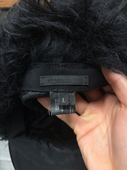 AW2019 Prada Black Fur Nylon Urshanka ‘Trapper’ Hat