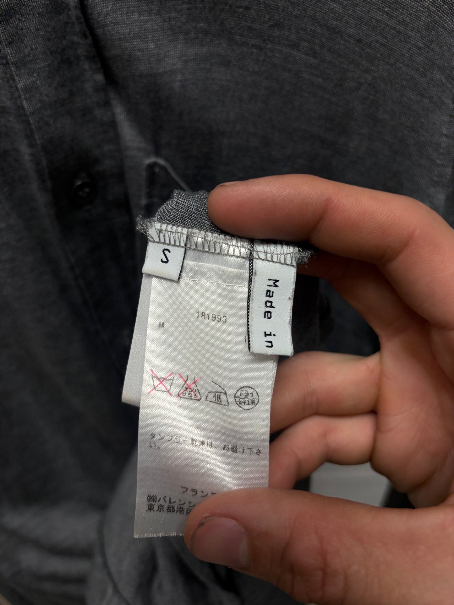 Balenciaga Grey Jersey Cotton Button Up Shirt