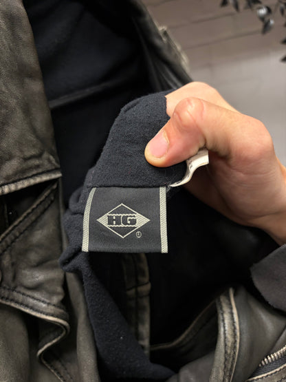 Hysteric Glamour Washed Black Calfskin Leather Biker Jacket