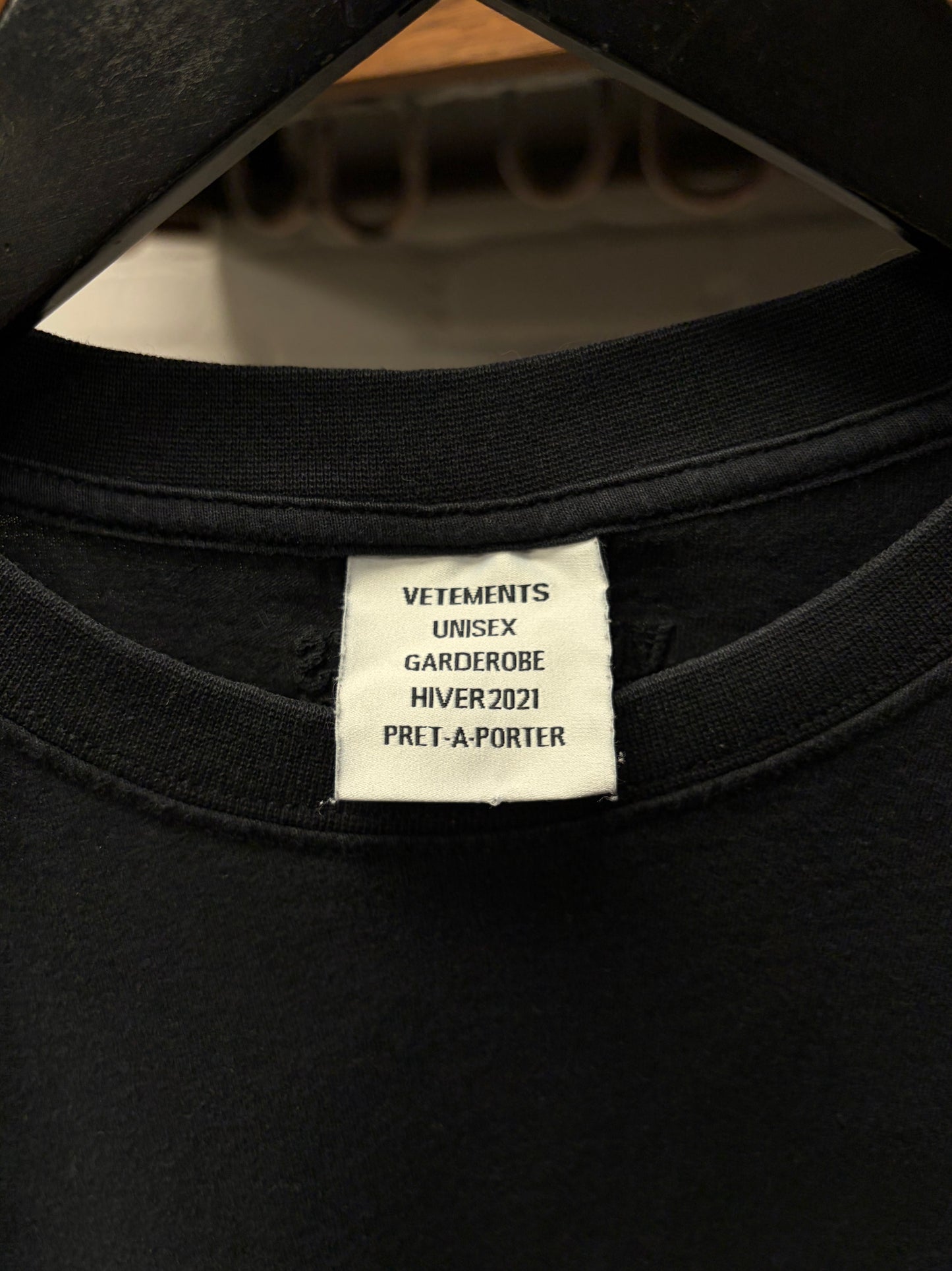 AW2021 Vetements ‘Minimal Logo’ Black Short Sleeve Shirt