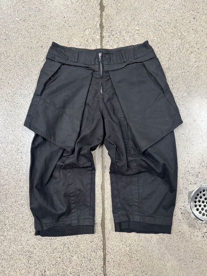 AW2013 Julius ‘Exposed Pocket’ Waxed Black Cargo Shorts