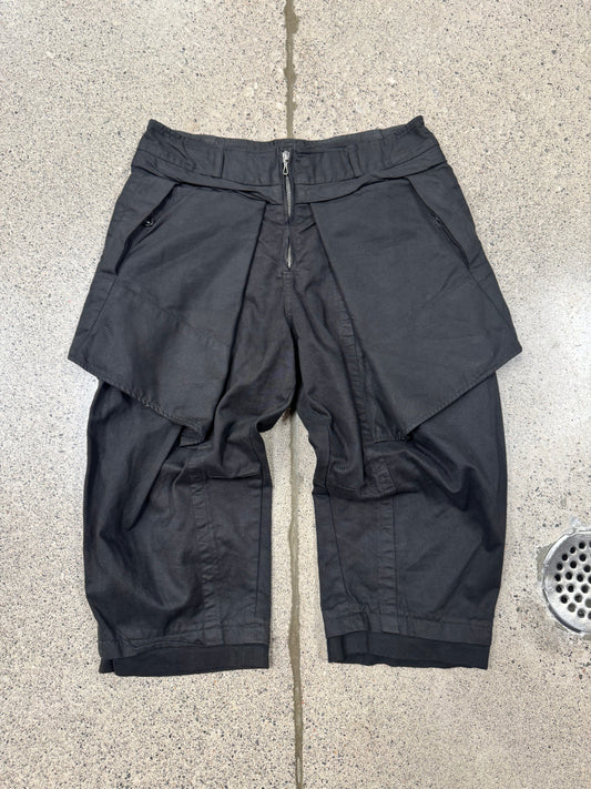 AW2013 Julius ‘Exposed Pocket’ Waxed Black Cargo Shorts