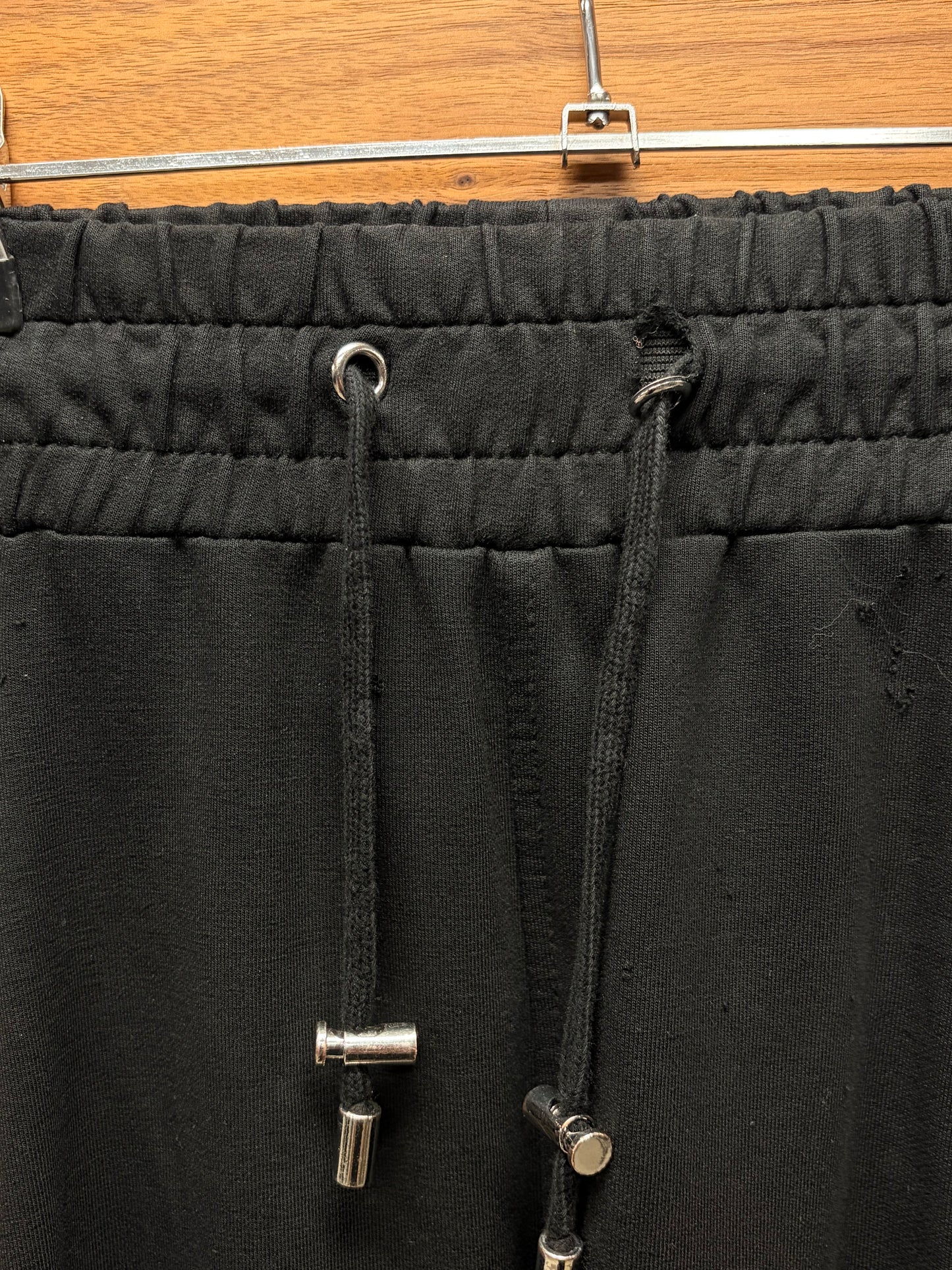 Balmain Side-Zip Black Drawstring Sweatpants