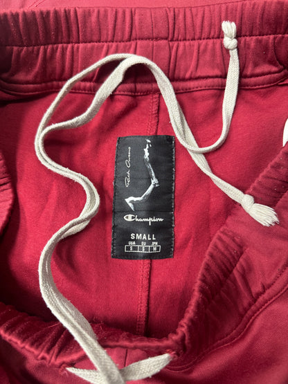 Rick Owens x Champion Red Drawstring Cotton Sweat Shorts