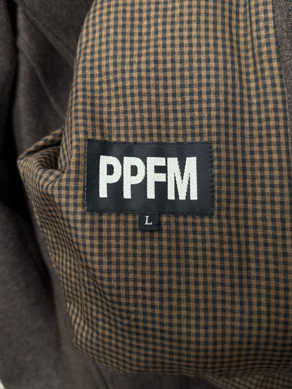 PPFM Fur Trim Napoleon Brown Wool Zip Coat