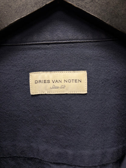 Dries Van Noten Uniform Blue Military Epaulette Button Up Shirt