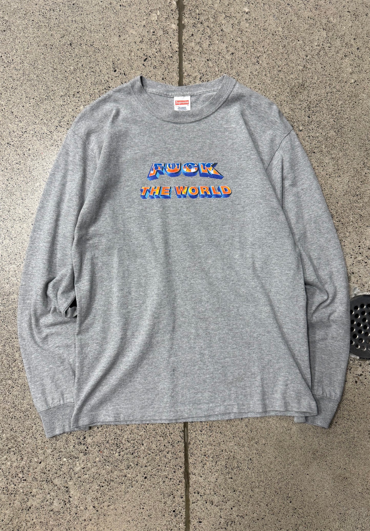 SS2014 Supreme ‘Fuck the World’ Flames Long Sleeve Shirt