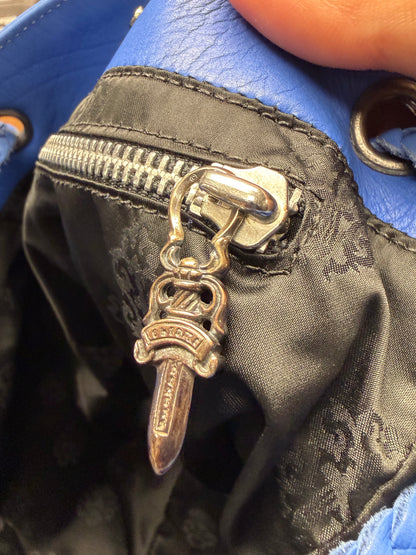 Chrome Hearts ‘Dirty Knees’ Chiffon Blue Woven Leather Dagger Bucket Bag