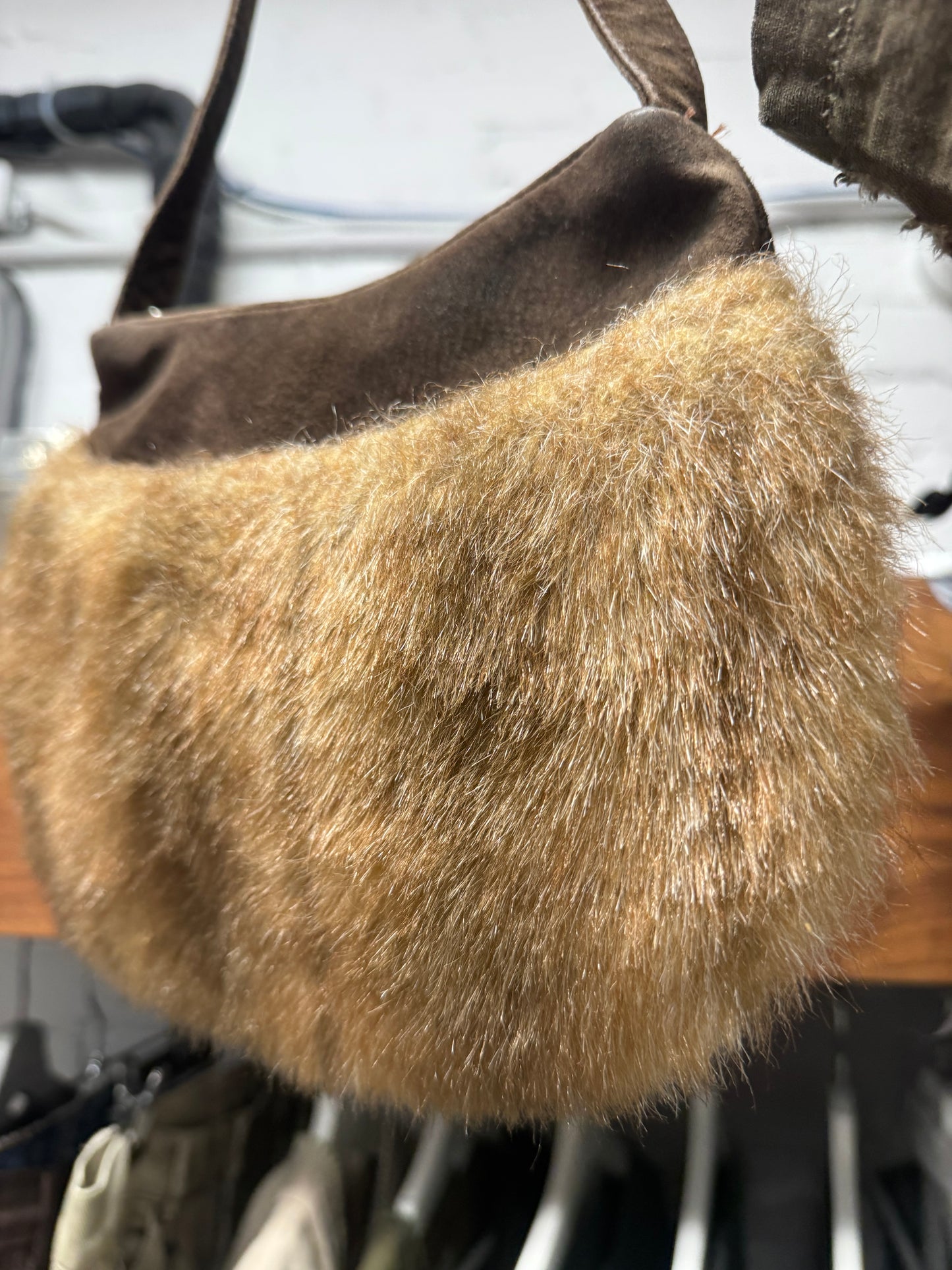 Vintage Miu Miu Suede/Fur Miniature ‘Pochette’ Shoulder Bag