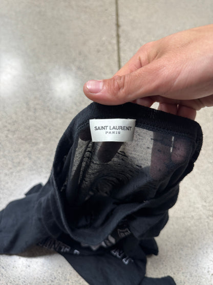 2017 Saint Laurent Semi-Sheer ‘University’ Logo T-Shirt