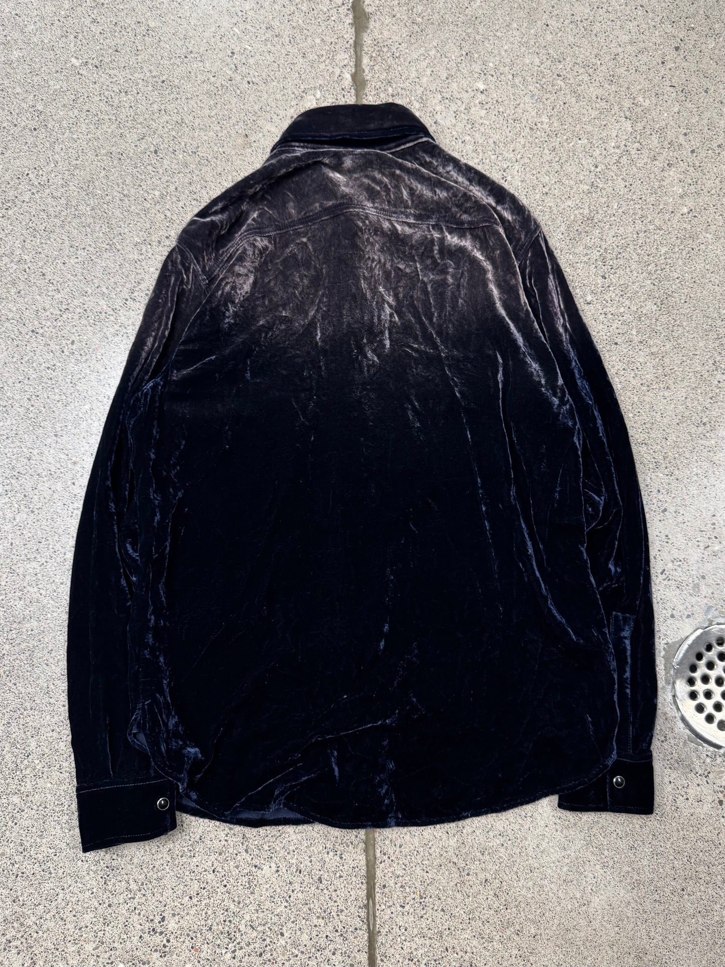 SS2020 Saint Laurent Silk/Velour ‘Gradient Fade’ Button Snap Shirt