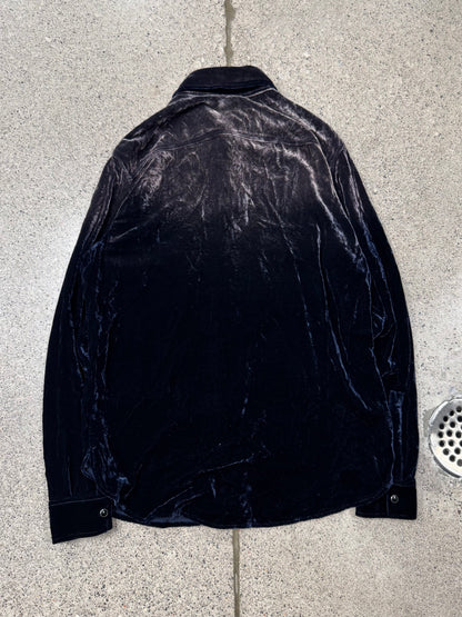 SS2020 Saint Laurent Silk/Velour ‘Gradient Fade’ Button Snap Shirt