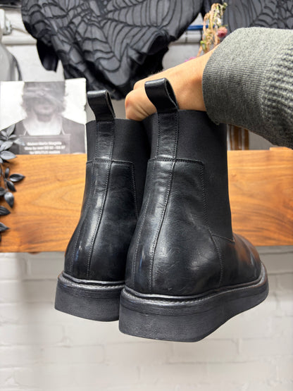 AW2020 Rick Owens Performa ‘Creeper’ Black Calf Leather Platform Sole Boots