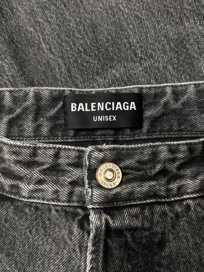2021 Balenciaga Straight Cut Stone Wash Grey Denim