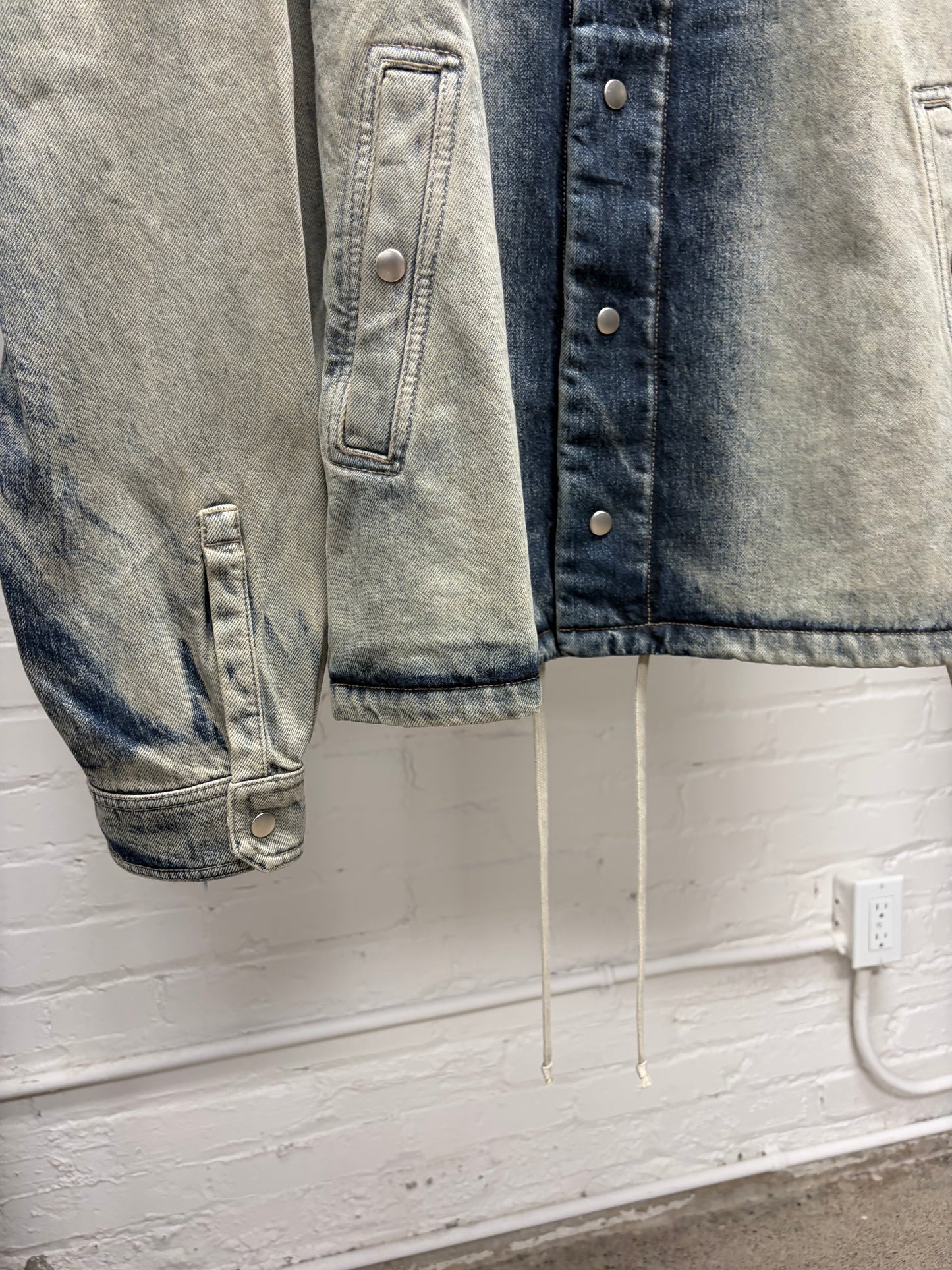 Rick Owens DRKSHDW Mineral/Pearl Degrade Button Snap Denim Jacket