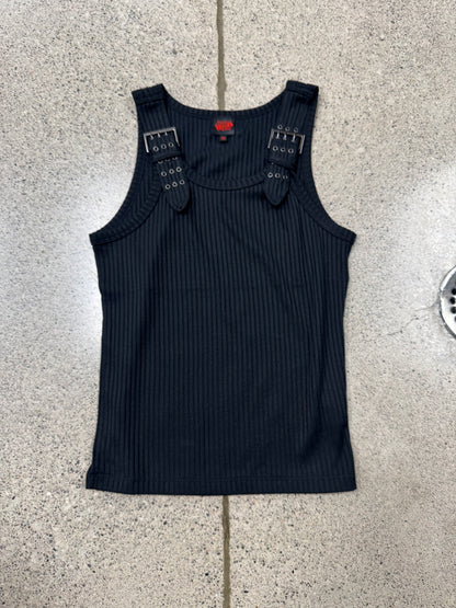 Vintage Jean Paul Gaultier Homme  ‘Shoulder Strap’ Ribbed Cotton Tank Top