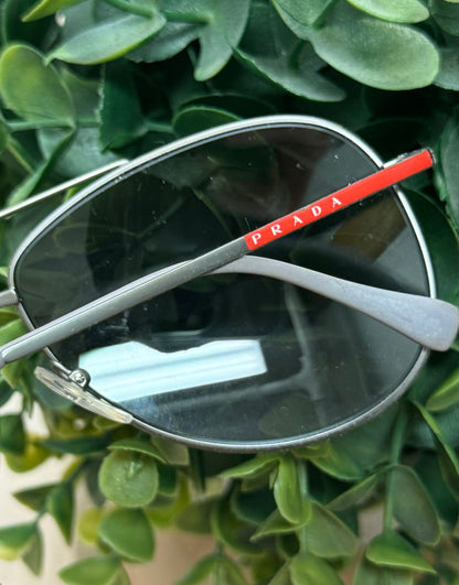 Prada Sport Silver Tint Aviator Sunglasses