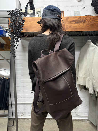 SS2021 Rick Owens ‘Tecuatl’ Chocolate Brown Cargo Duffle Leather Backpack