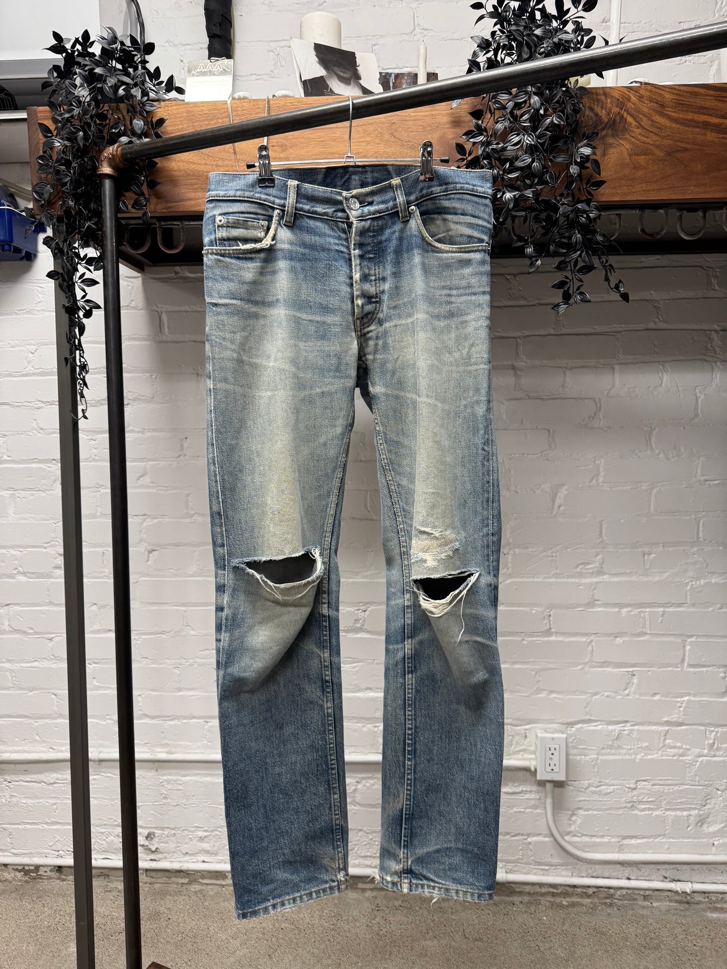 1998 Helmut Lang ‘Dirt Wash’ Blue Bootcut Denim