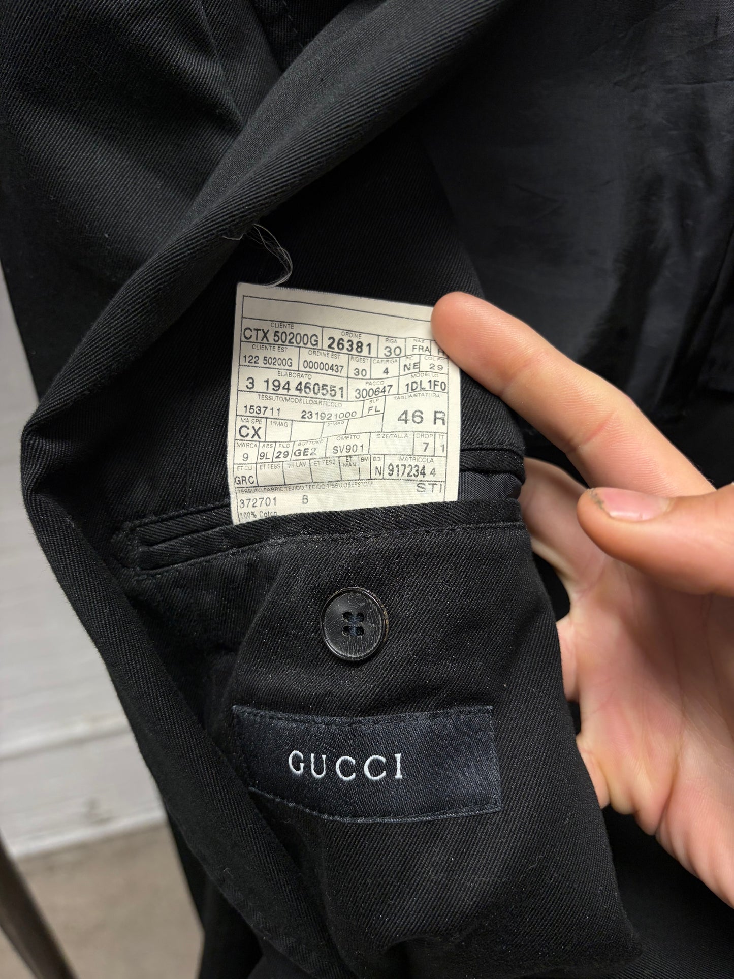 2000s Gucci Black Single Breasted Waxed Cotton Long Blazer