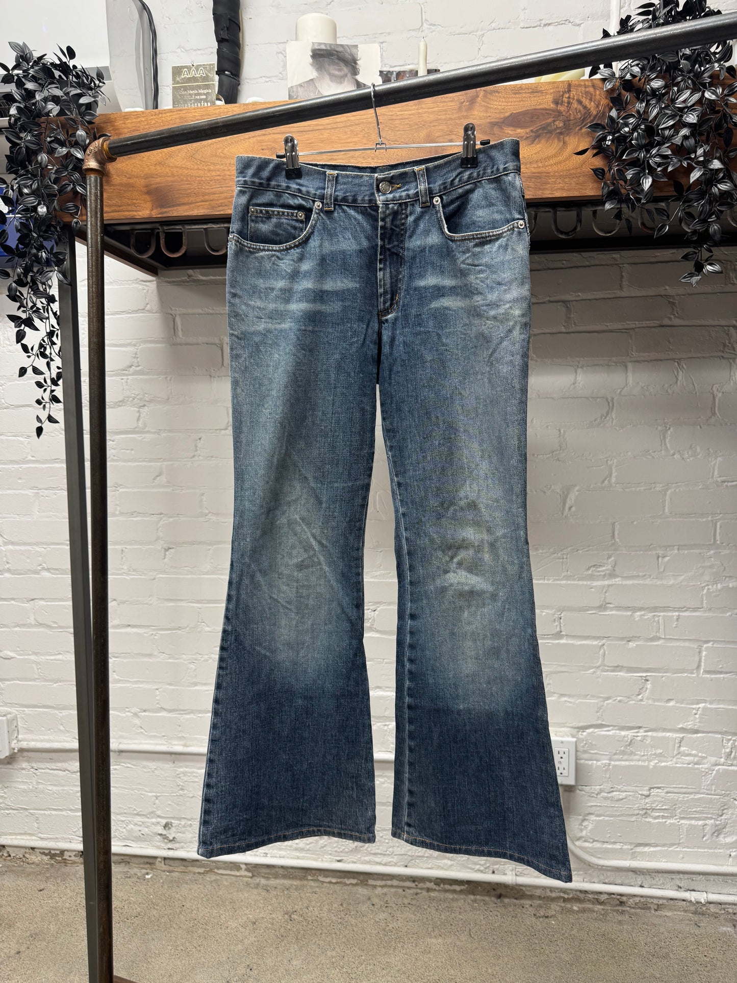 2000s Gucci Washed Blue Flared Leg Denim