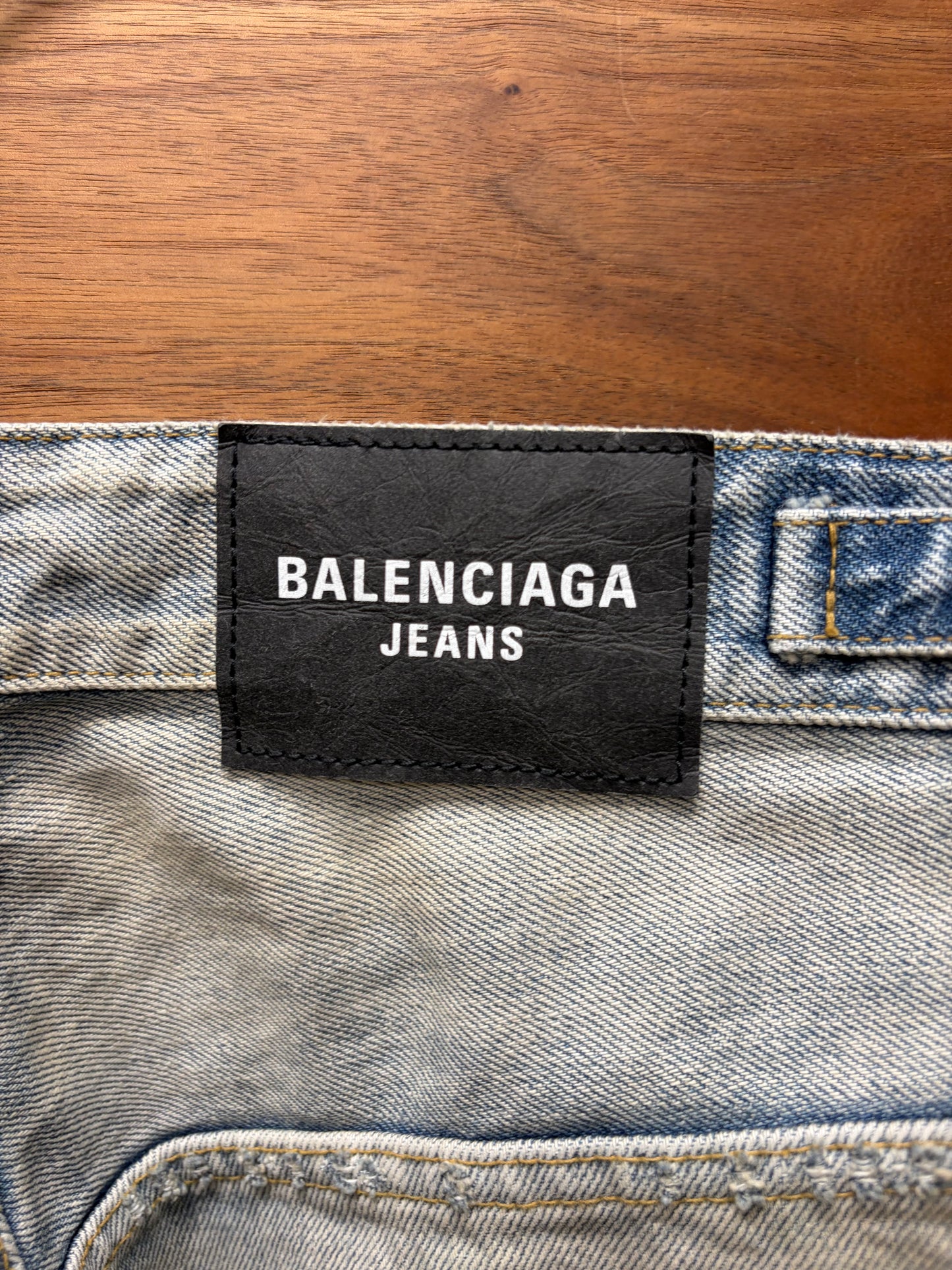 2022 Balenciaga ‘Skater’ Distressed Blue Denim Shorts
