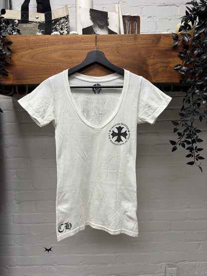 Chrome Hearts ‘CH Plus Cross’ Hollywood Store Exclusive Scoop Neck White T-Shirt