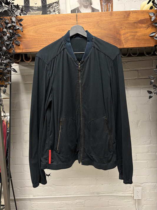 Prada Sport Black Cotton Zip-Up Bomber Jacket