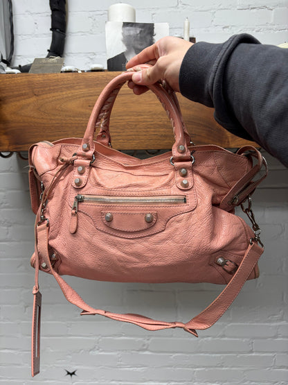 Balenciaga Baby Pink Leather/Silver Hardware ‘City’ Bag