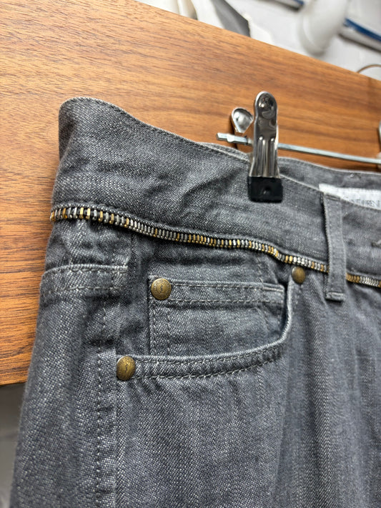 Vintage Yves Saint Laurent Rive Gauche by Tom Ford ‘Zipper Cummerbund’ Flared Leg Denim