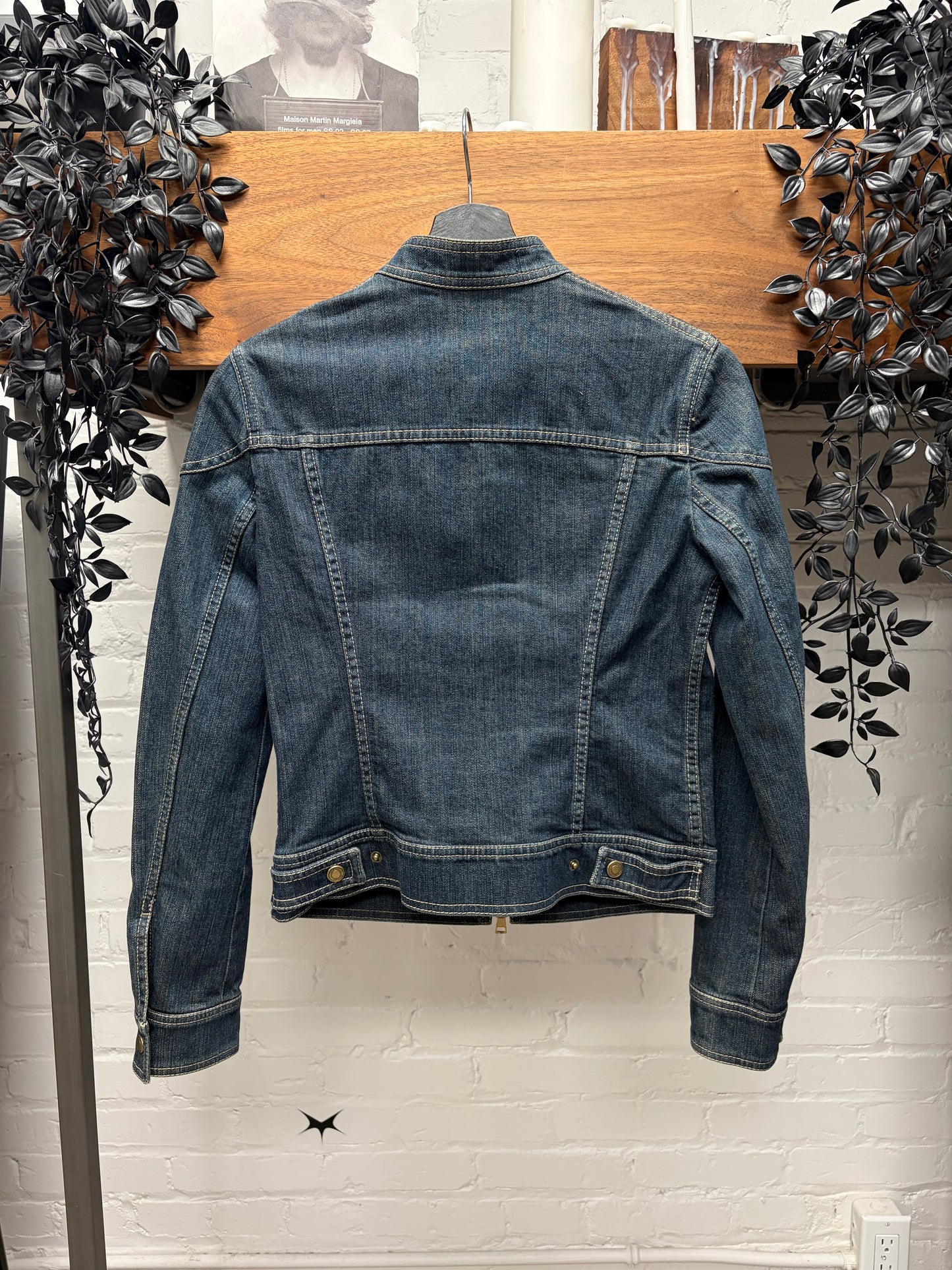 2006 Gucci ‘Stripe Logo’ Denim Cafe-Racer Motorcycle Jacket