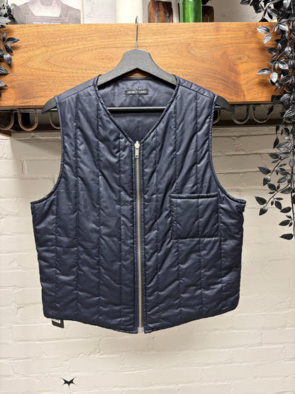 Vintage 1990s Helmut Lang Padded Blue Military Liner Vest