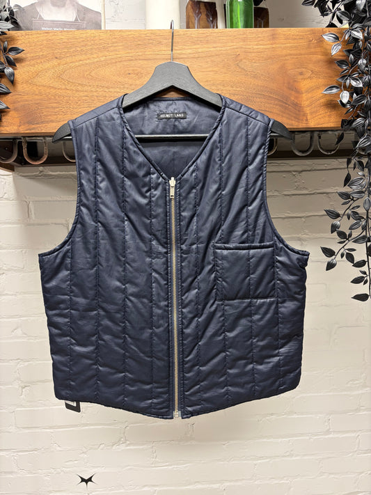 Vintage 1990s Helmut Lang Padded Blue Military Liner Vest