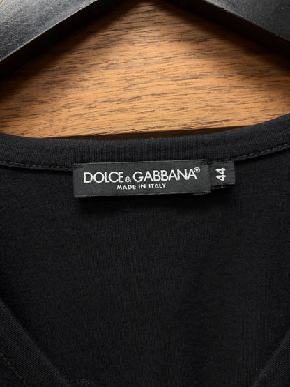 2000s Dolce & Gabbana ‘Mickey Mouse’ Black Cotton V-Neck Shirt