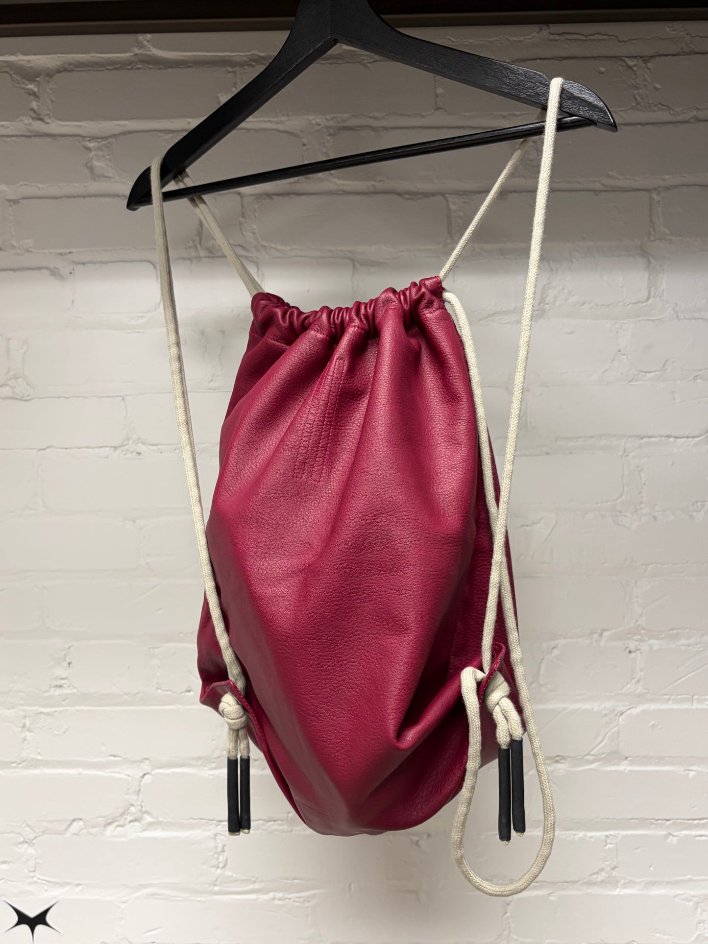 SS2023 Rick Owens ‘Edfu’ Fuchsia/Pink Leather Drawstring Backpack