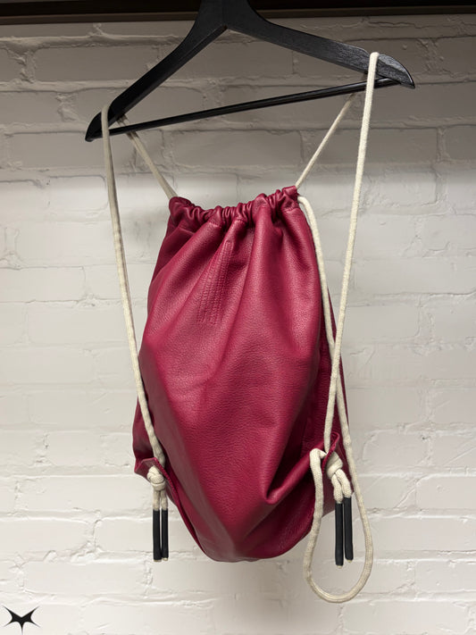SS2023 Rick Owens ‘Edfu’ Fuchsia/Pink Leather Drawstring Backpack