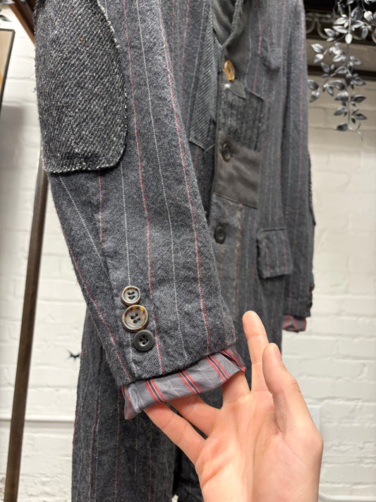 AW2013 Junya Watanabe Patchwork Repaired Grey Wool Overcoat