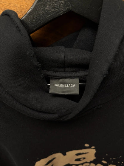 2023 Balenciaga ‘Hand Drawn’ BB Icon Logo Black Hoodie