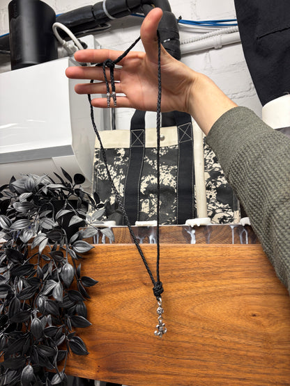 Chrome Hearts ‘Fleur De Lis’ Double Bail Pendant + Braided Leather Rope Necklace