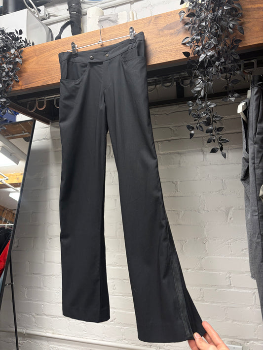 Chrome Hearts ‘VJ1 Tuxedo’ Black Flared Leg Pants with Leather Side Stripe