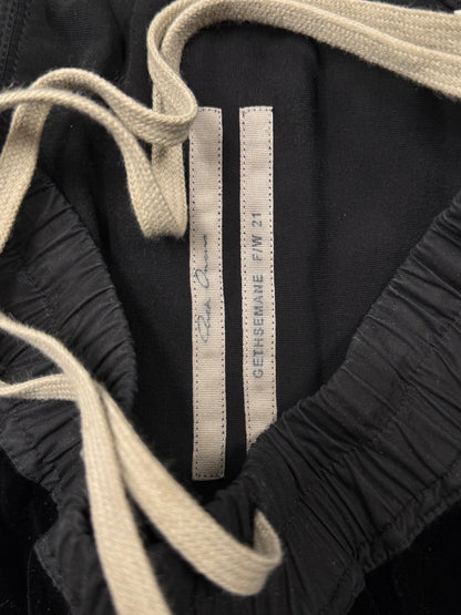 AW2021 Rick Owens ‘Gethsemane’ Velour ‘Pod’ Drop Crotch 3/4 Shorts