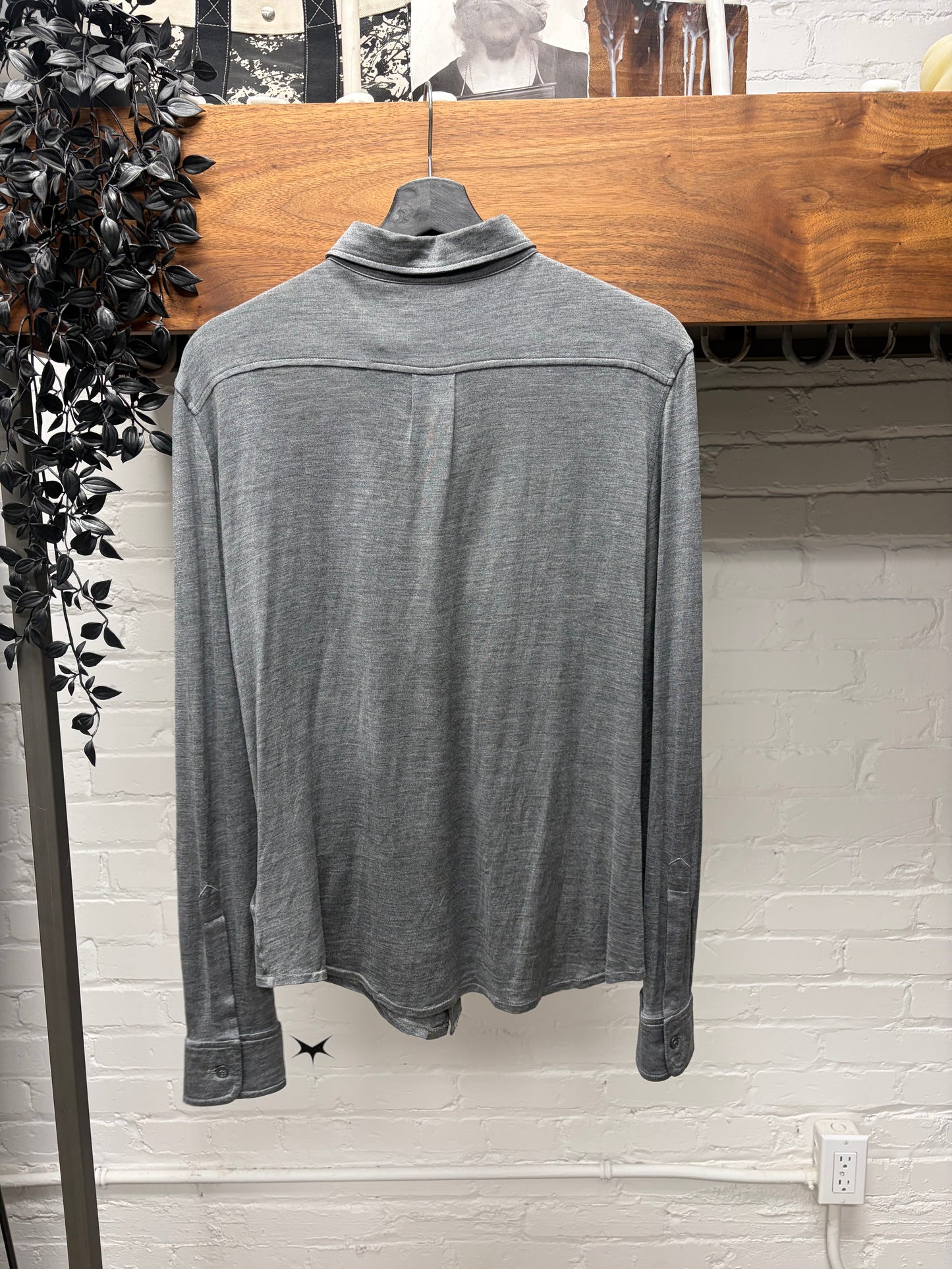 Balenciaga Grey Jersey Cotton Button Up Shirt