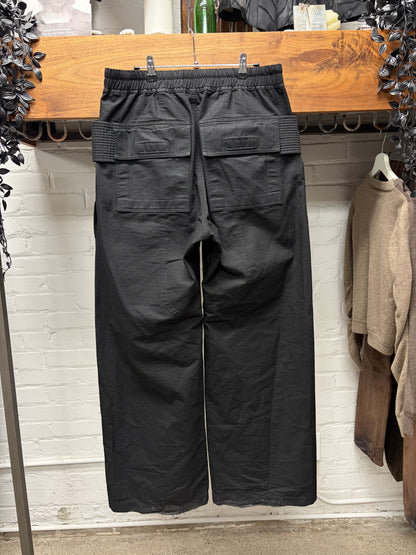 Rick Owens Creatch Wide Leg Black Drawstring Cargo Pants
