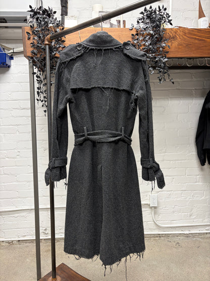 AW2003 Junya Watanabe Distressed Wool Double Breasted Trench Coat