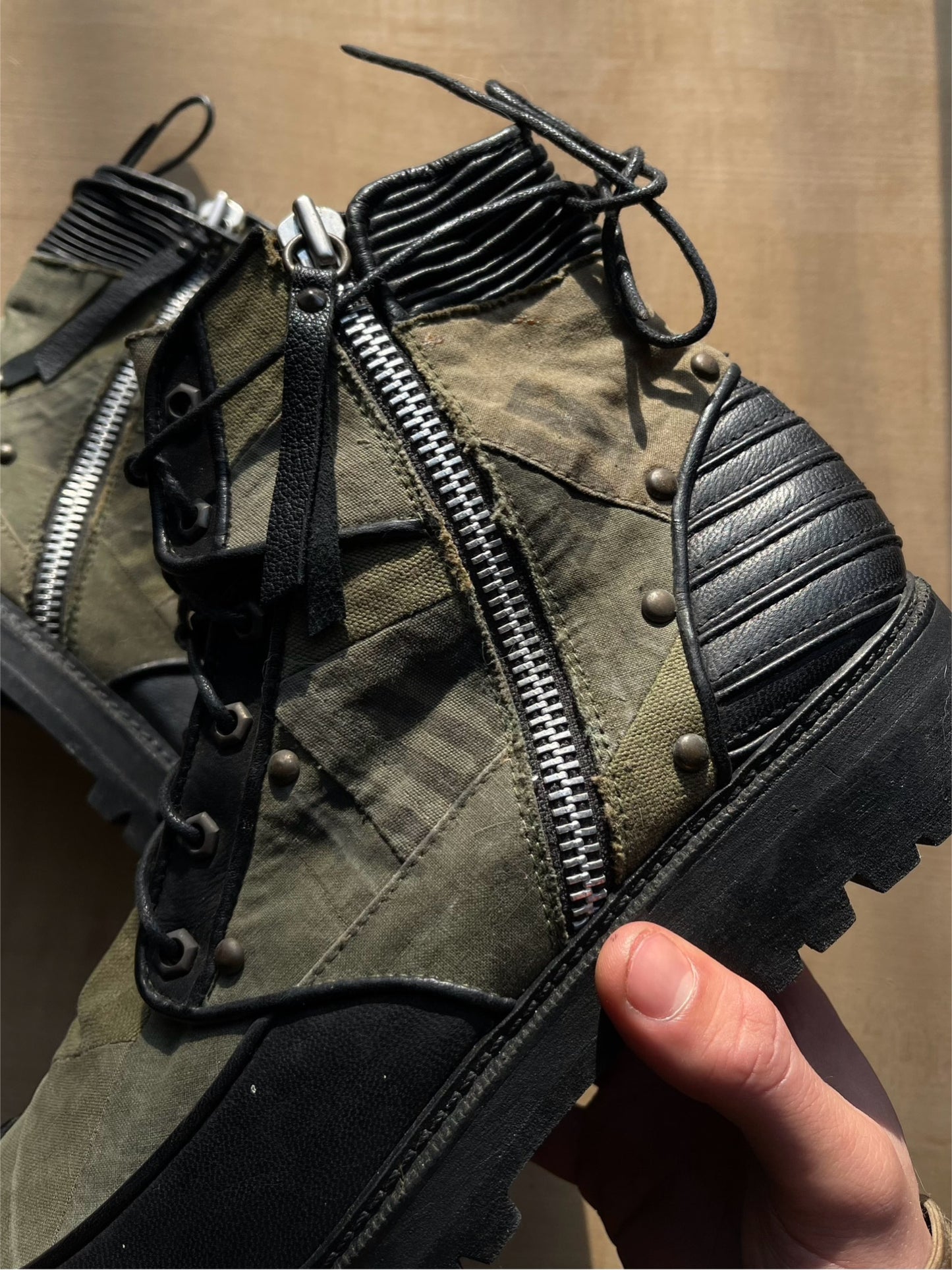 14th Addiction Military Bag Reconstructed Combat Boots