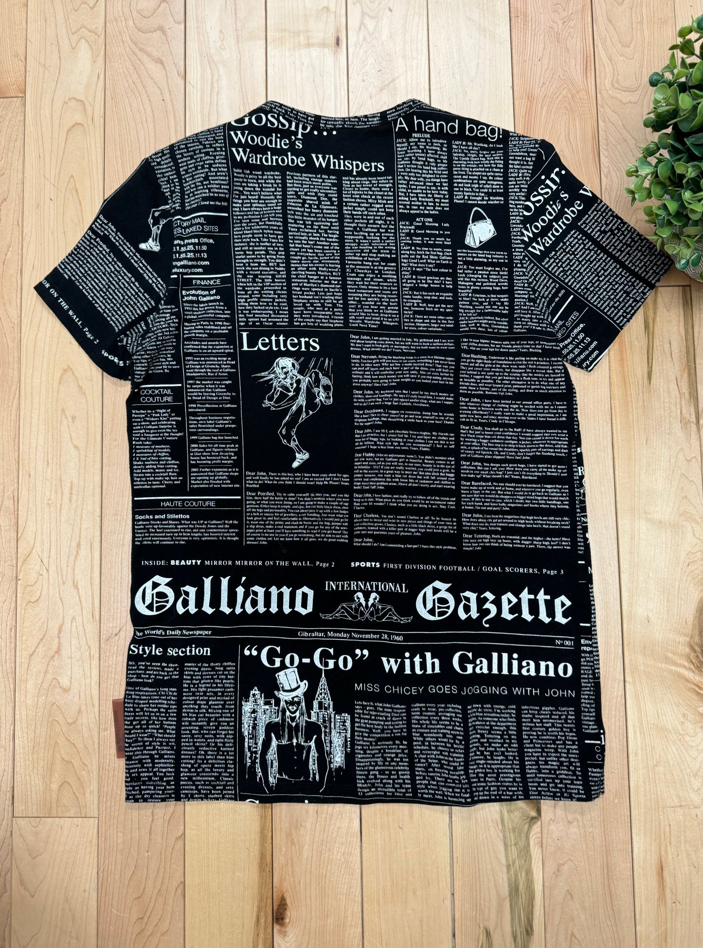 Galliano ‘Gazzette Newspaper Print Graphic T-Shirt