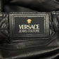 Vintage Versace Calfskin Leather Medusa Logo Flared Leather Pants