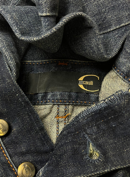 Roberto Cavalli Dirt Washed Blue Bootcut Logo Denim