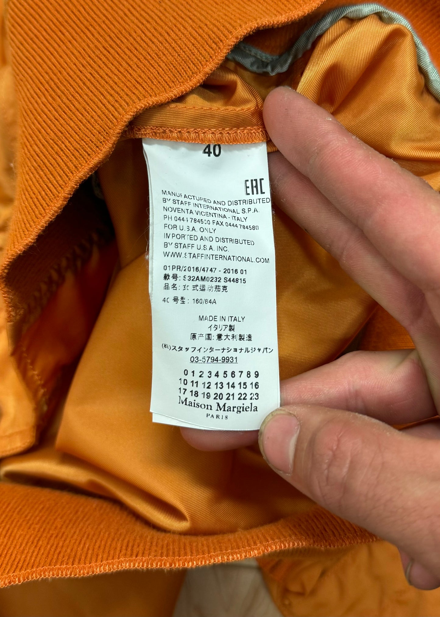 SS2016 Maison Margiela Orange Nylon MA-1 Bomber Jacket