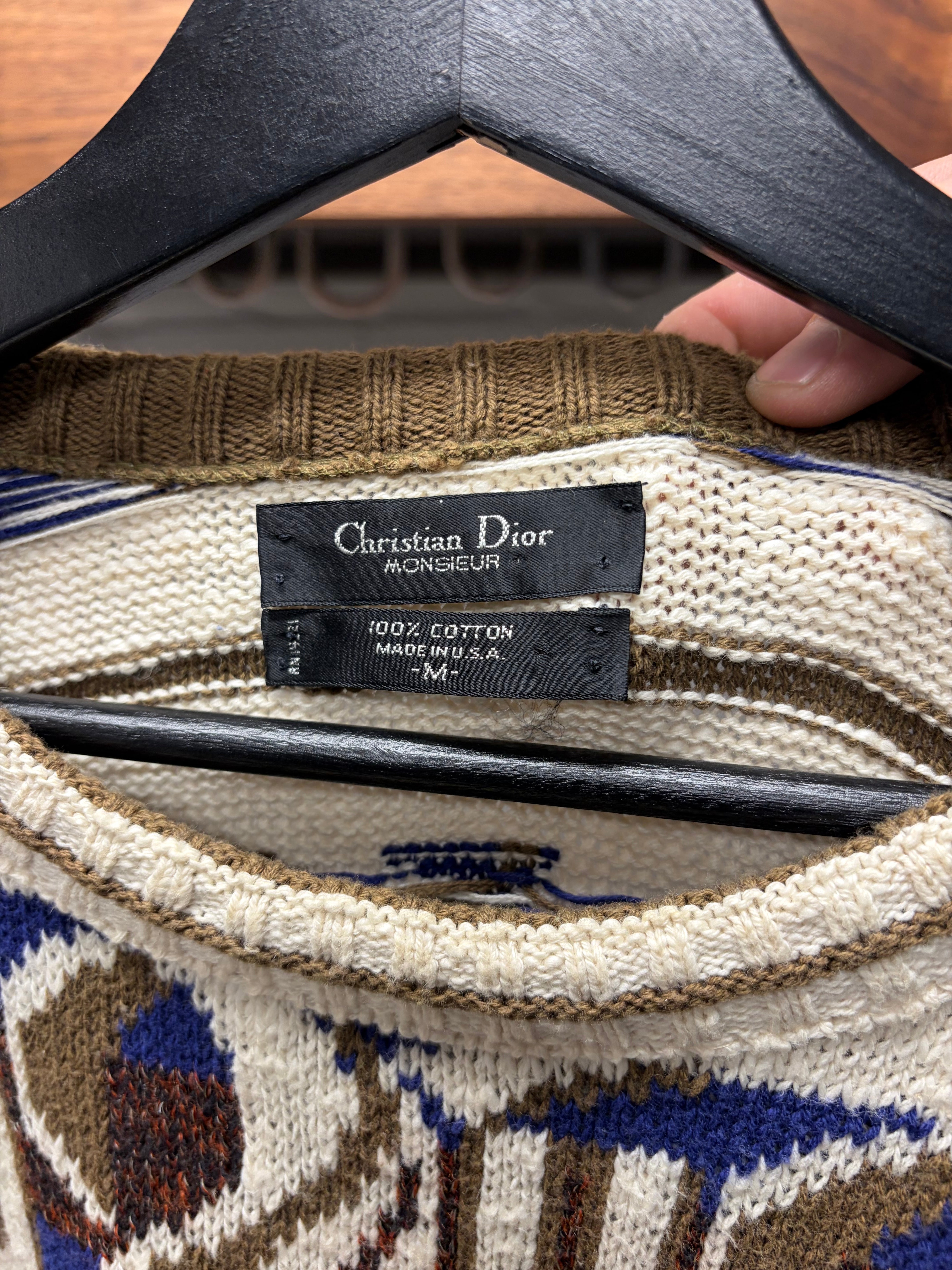 Vintage 1990s Christian Dior Patterned Knit Sweater – Alex Maxamenko